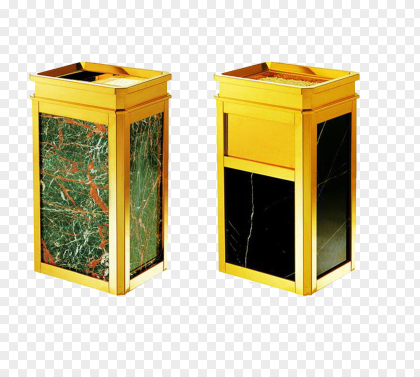 2 Gold Stainless Steel Trash Can Waste Container Hotel PNG