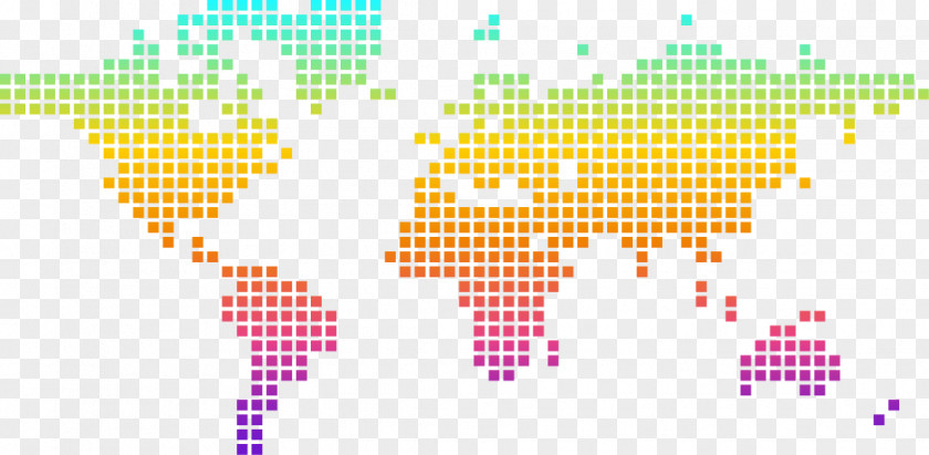 Mosaic World Map Illustration PNG