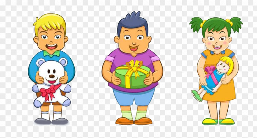 Cartoon Kids Get Gifts Child Gift Birthday Illustration PNG