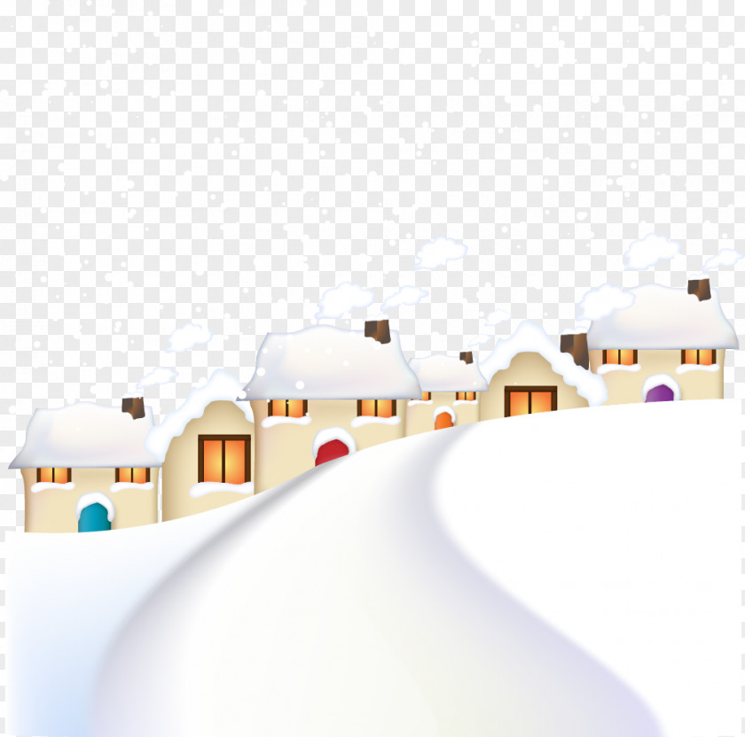 Winter Snow Christmas Village Illustration PNG