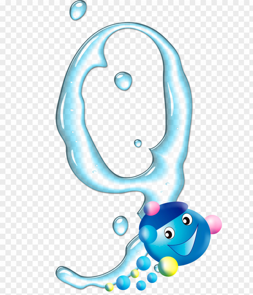 9 Water Number Logo Font PNG