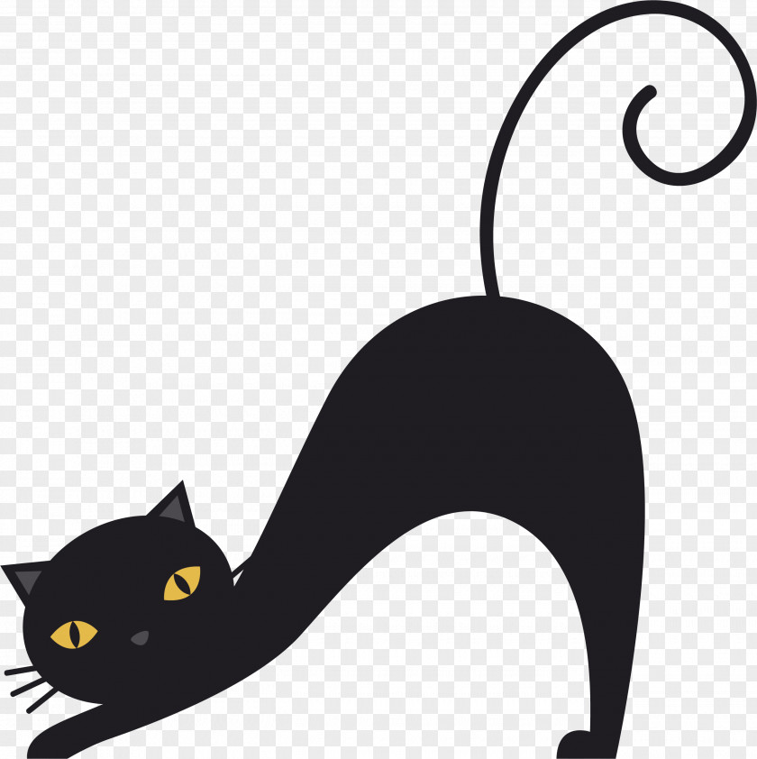 A Stretched Black Cat PNG