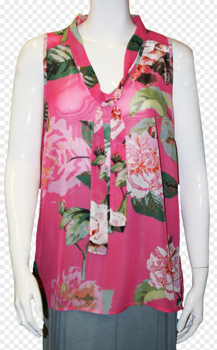 Blush Floral Clothing Blouse Sleeve Top Neck PNG
