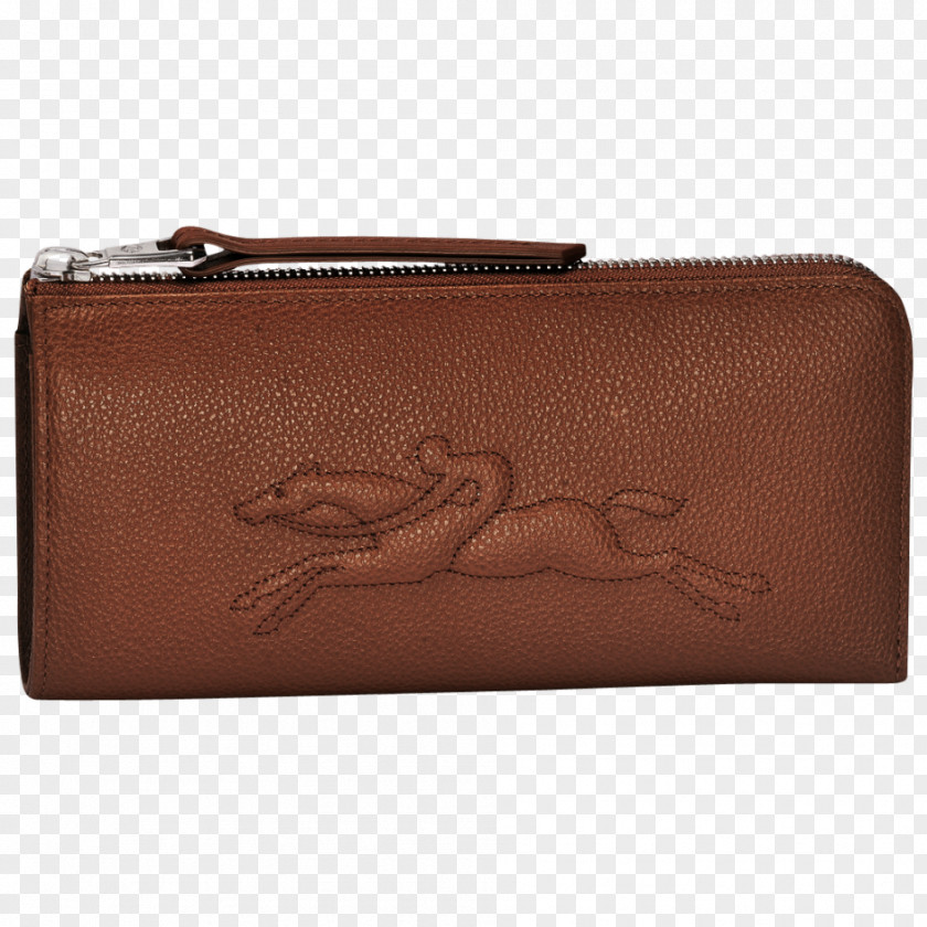 Wallet Leather Coin Purse Cognac Longchamp PNG