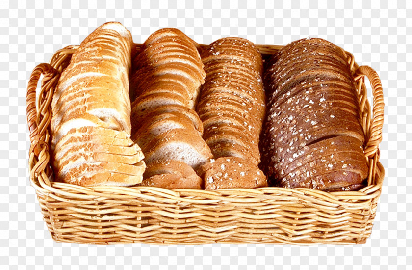 Bread Slices In Wicker Basket Of Bakery PNG