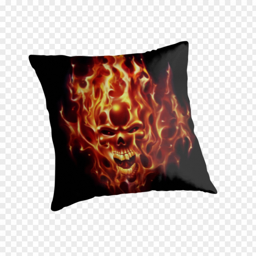 Flame Skull Throw Pillows Cushion Couch Bed PNG
