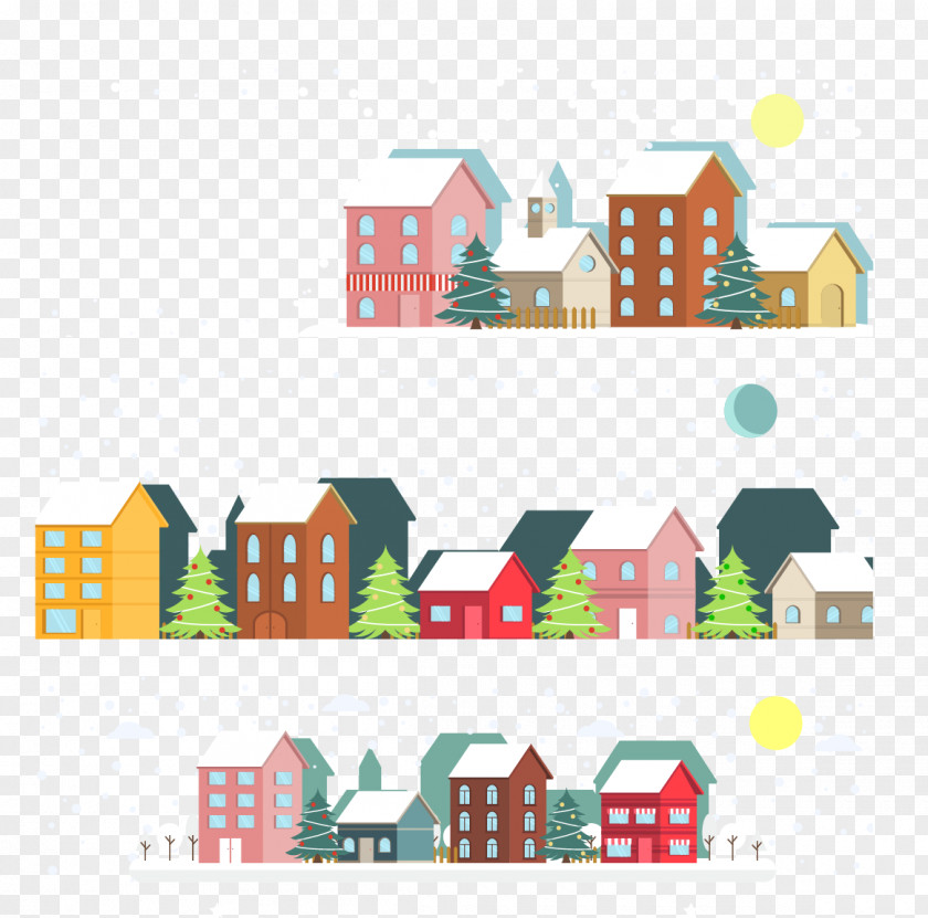 Small Colored Houses Winter Street Google View Search Illustration PNG