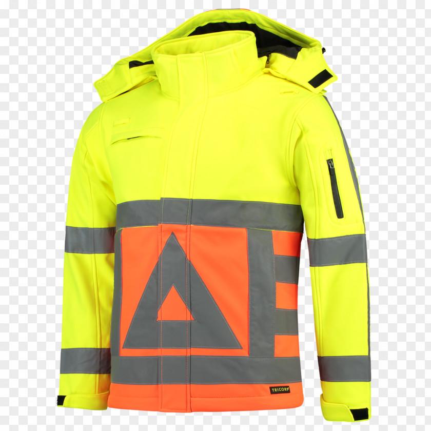 Soft Yellow Hoodie Workwear Jacket High-visibility Clothing Traffic Guard PNG