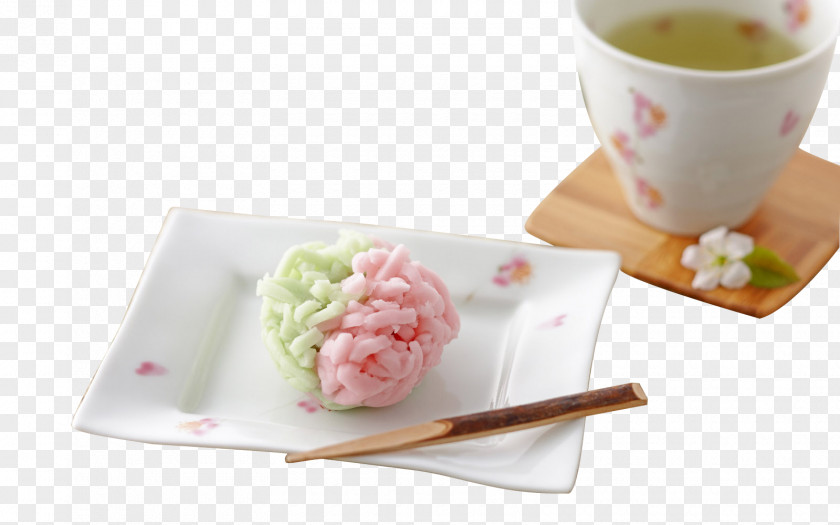 A Plate Of Cherry Cakes Tea Matsusaka Beef Wagashi Sencha PNG