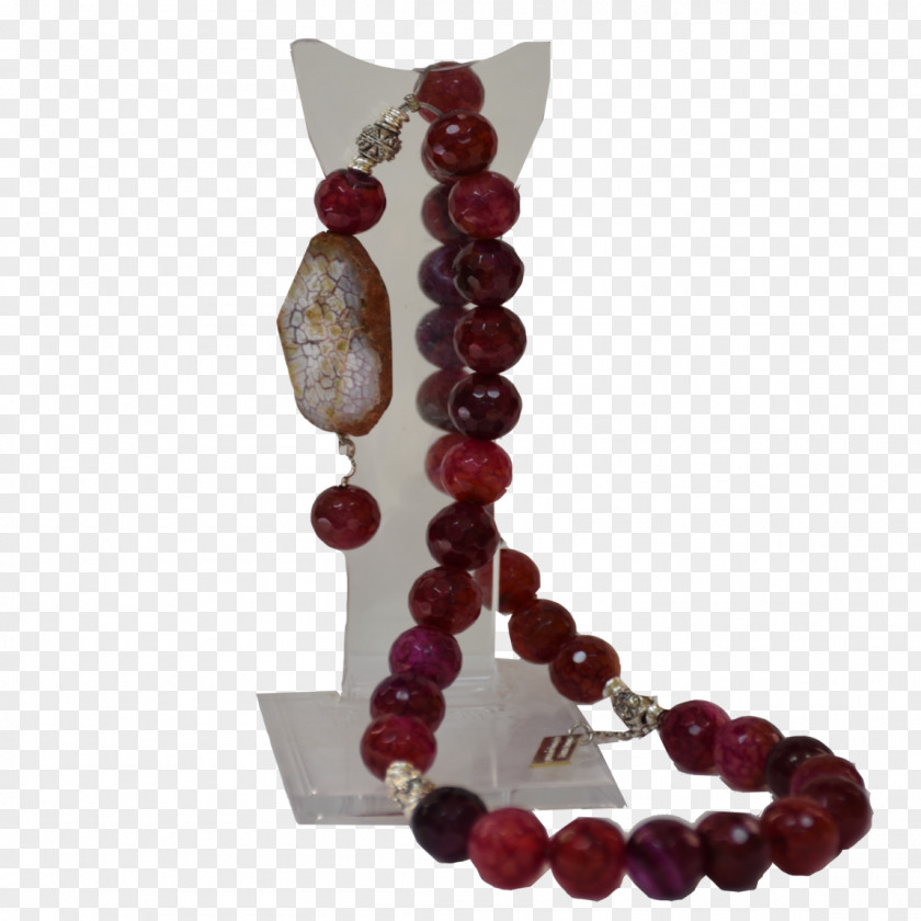 Gemstone Rosary Bead Purple Necklace PNG