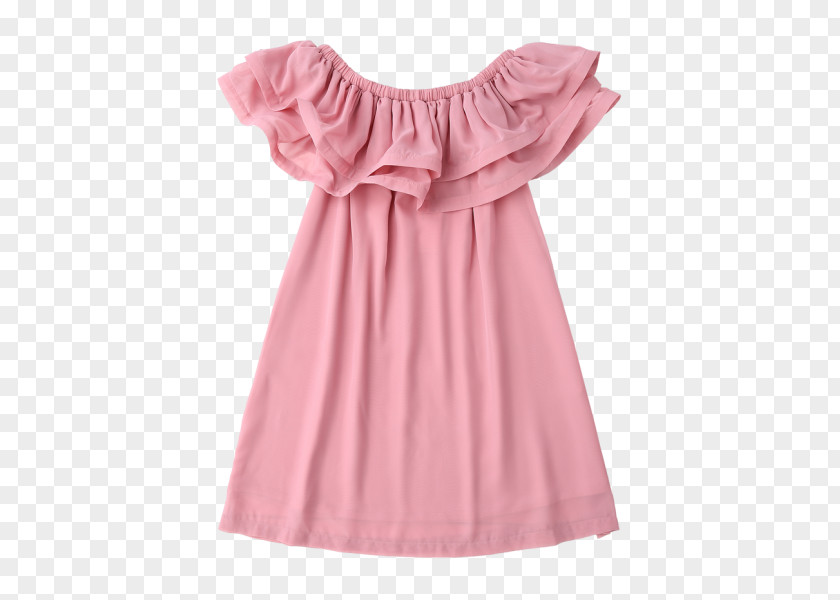 Plus Size Swing Dress Shoulder Ruffle Sleeve Chiffon PNG