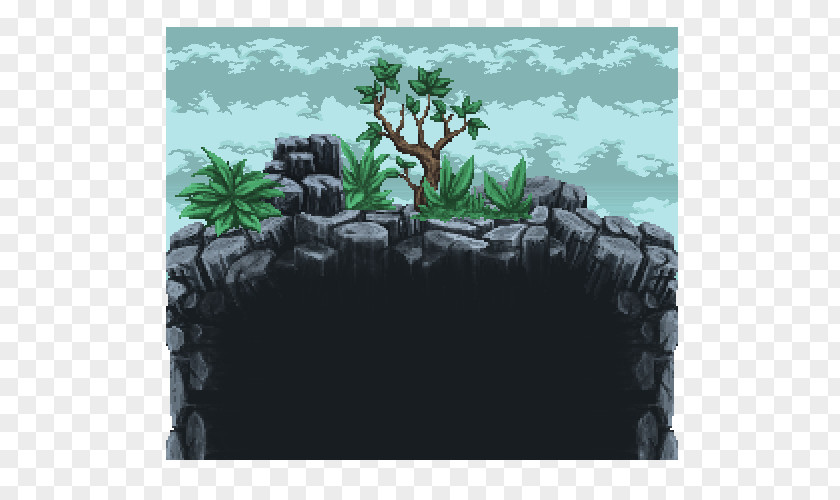 Tree Pixel Art Tile-based Video Game PNG