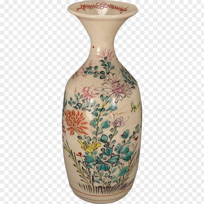Vase Satsuma Ware Kyō Japan Porcelain PNG
