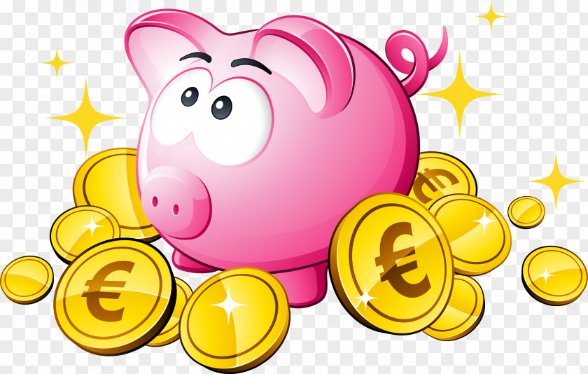 Euro Piggy Bank Apport Personnel Clip Art PNG