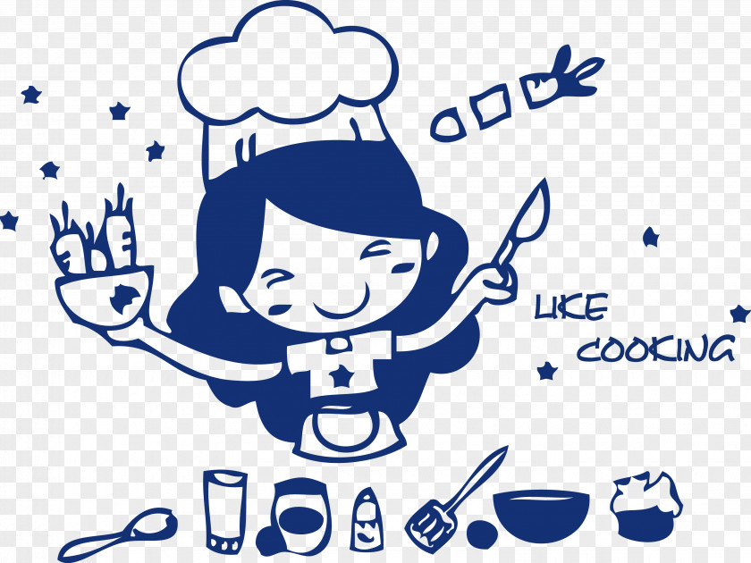I Love Cooking Kitchen Chef Beauty Wall Decal Sticker PNG