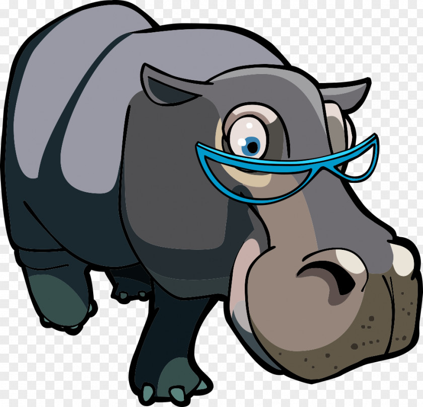 Vector Cow Hippopotamus Cattle Cartoon Illustration PNG