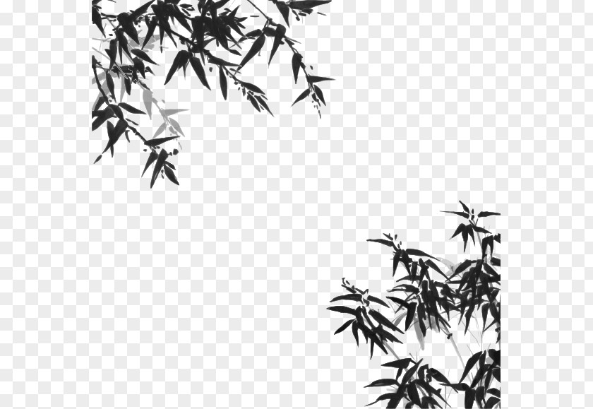 Vector Chinese Painting Style Bamboo Material Japanese Ink Wash Drawing PNG