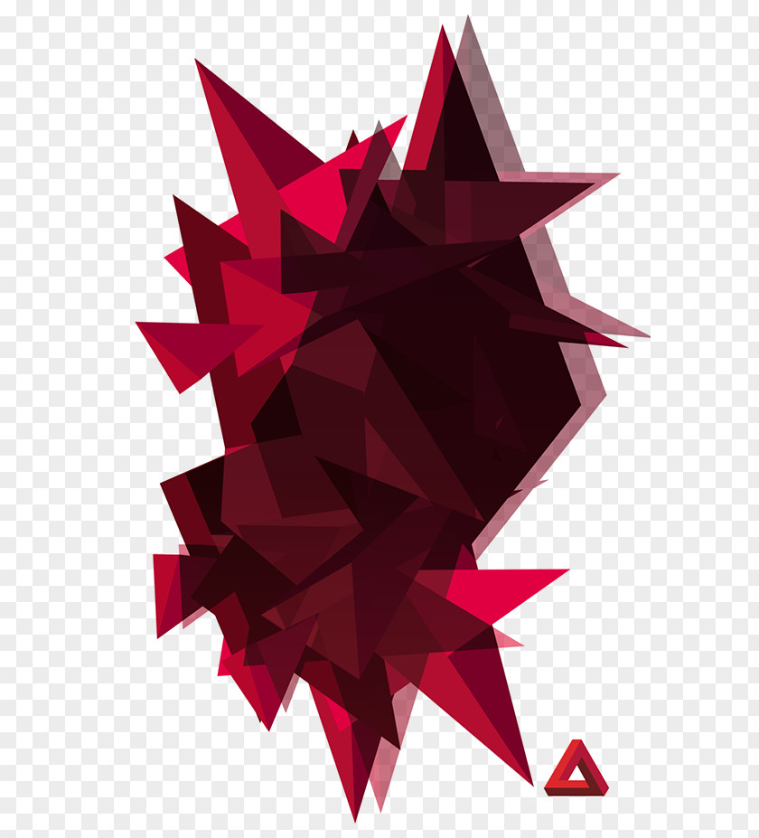 Abstract Geometric Symmetry Maroon Triangle PNG