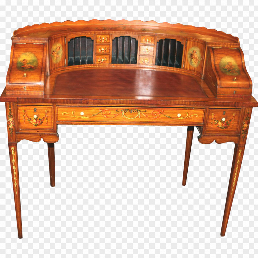 Hand Painted Desk Table Carlton House Furniture Antique PNG