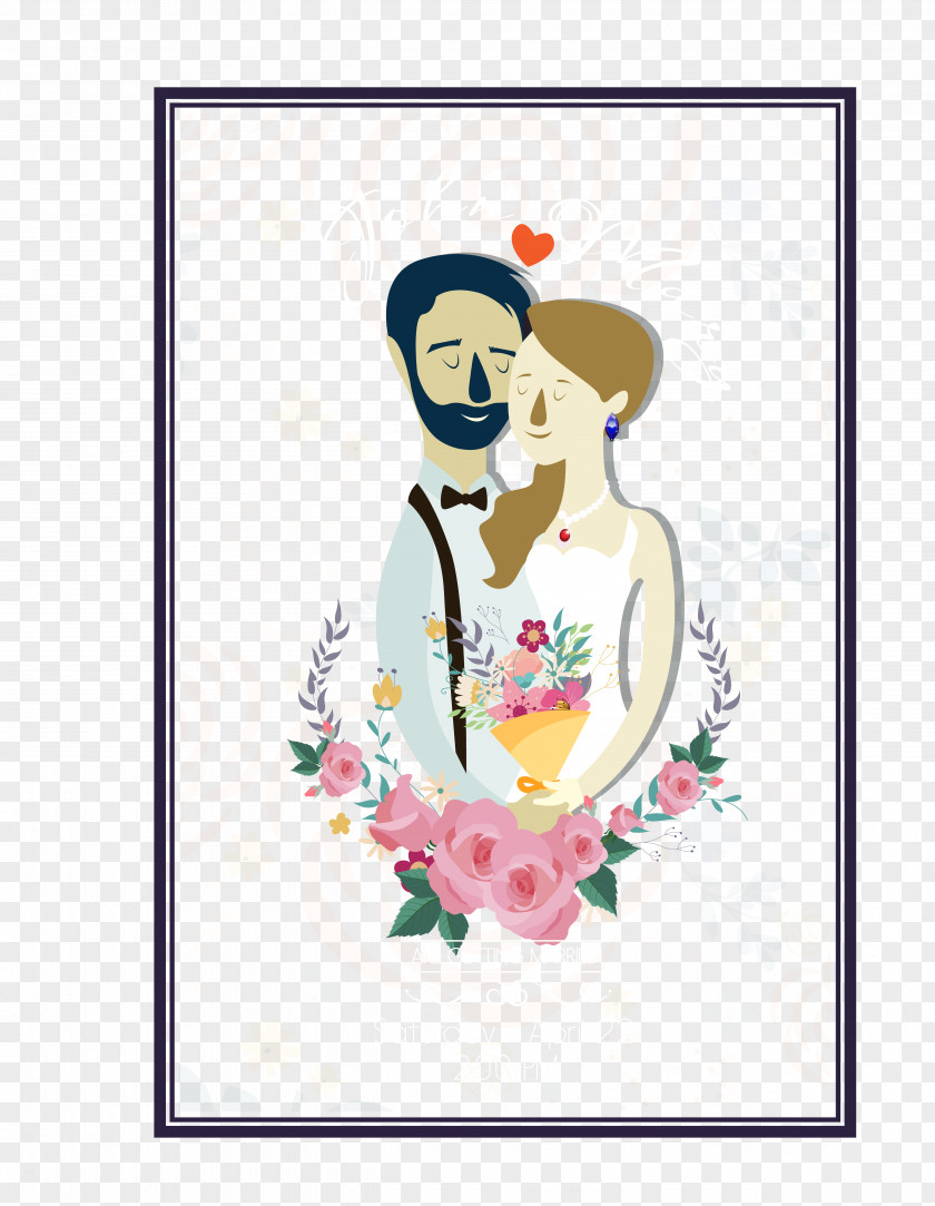Wedding Photos Invitation Banner Floral Design PNG