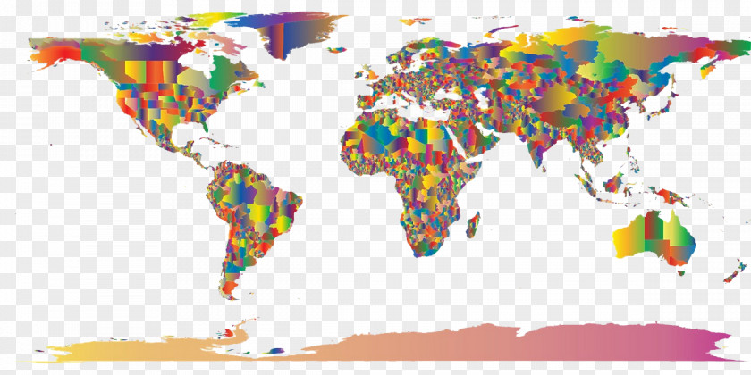 World Map 2 Globe Color PNG