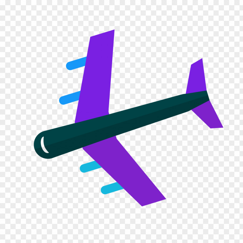 Purple Cartoon Airplane PNG