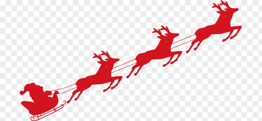 Santa Claus Car Reindeer Sled Christmas PNG