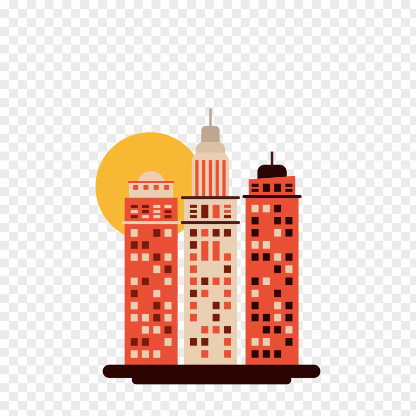 Flat Architecture Skyscraper Design Cartoon PNG