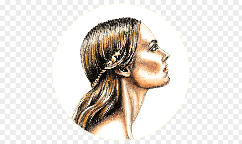 Hand Drawn Suitcase Earring Long Hair Brown PNG