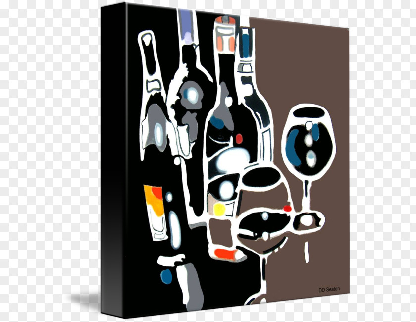 Wine Liqueur Glass Bottle Gallery Wrap PNG