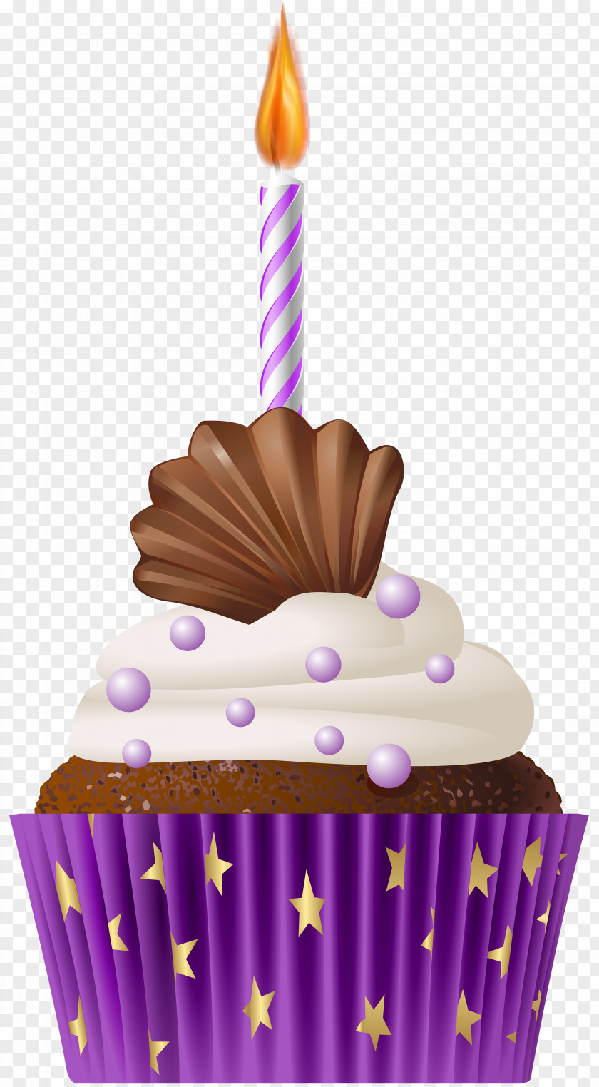 Birthday Muffin Purple With Candle Clip Art Cupcake Cake PNG