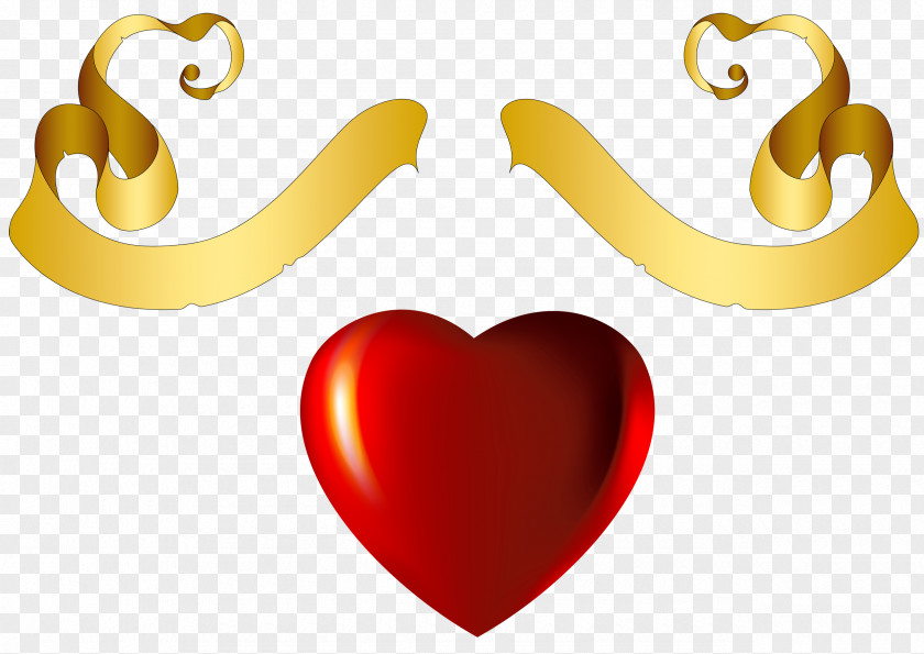 Heart With Gold Banner Element Clipart Clip Art PNG
