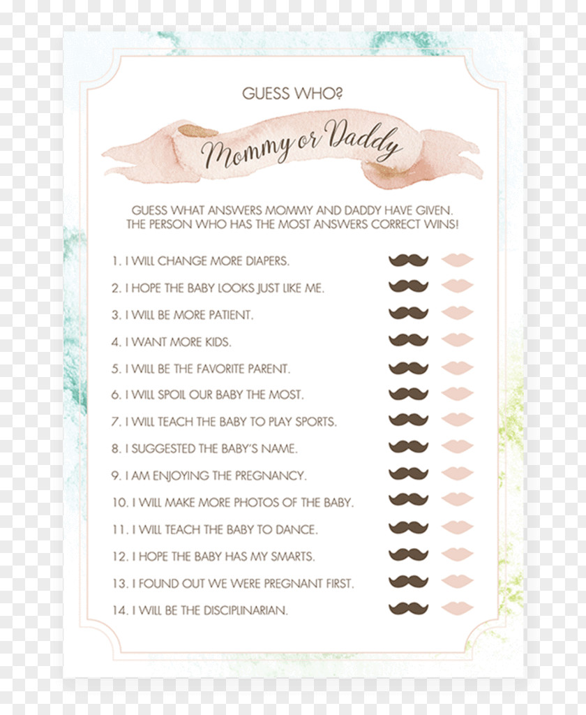 Mommy Daddy Baby Game Party Mother Father Shower PNG