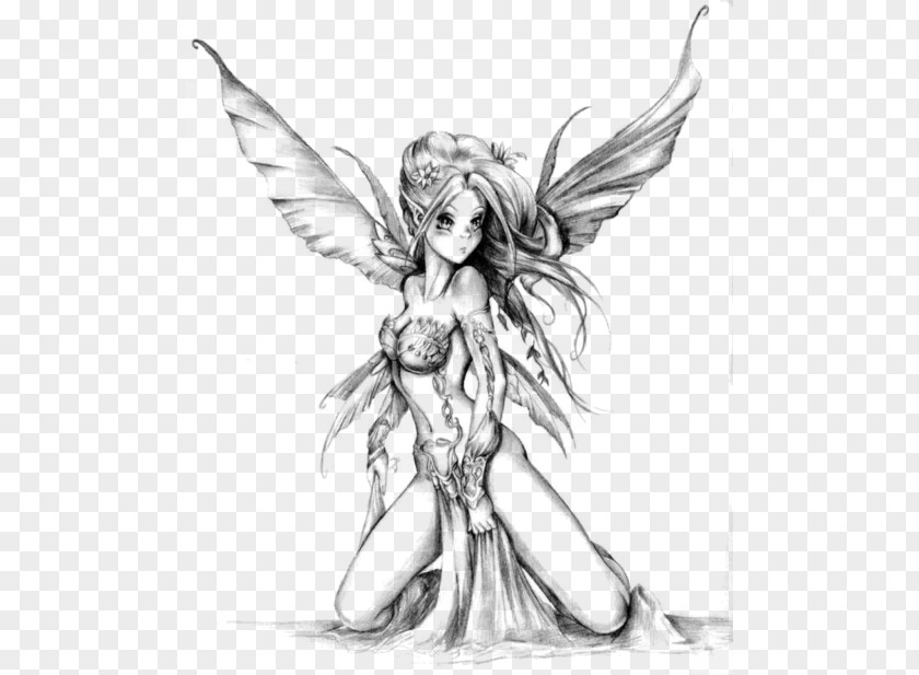 Anime Drawing Fairy Sketch PNG Sketch, Tattoos Transparent s clipart PNG