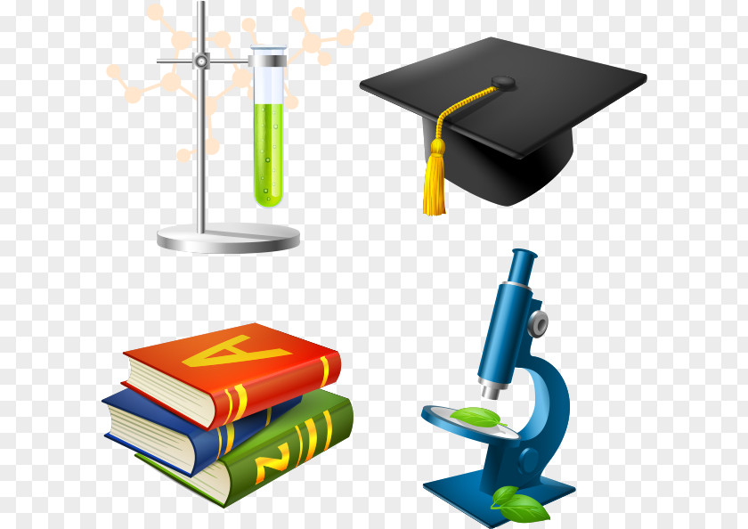 Vector Hat And Books Microscope Laboratory Royalty-free Illustration PNG