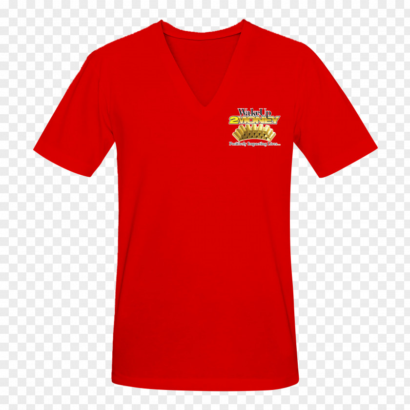 T-shirt Red Printed Sleeve Gildan Activewear PNG