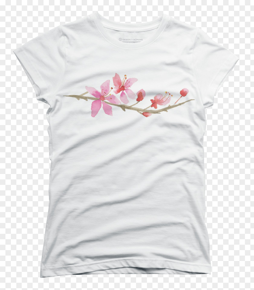 Cherry Blossom Watercolor T-shirt Sleeve Clothing Shoulder Neck PNG