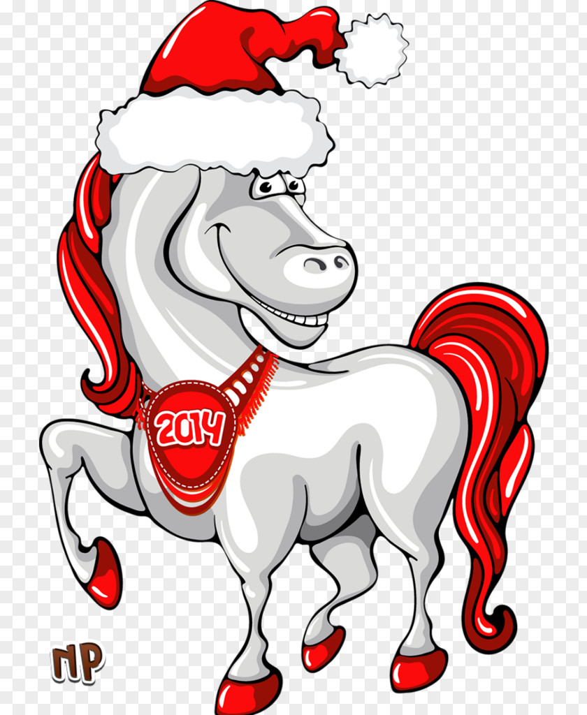 2018 Horse Santa Claus Christmas Card Clip Art PNG