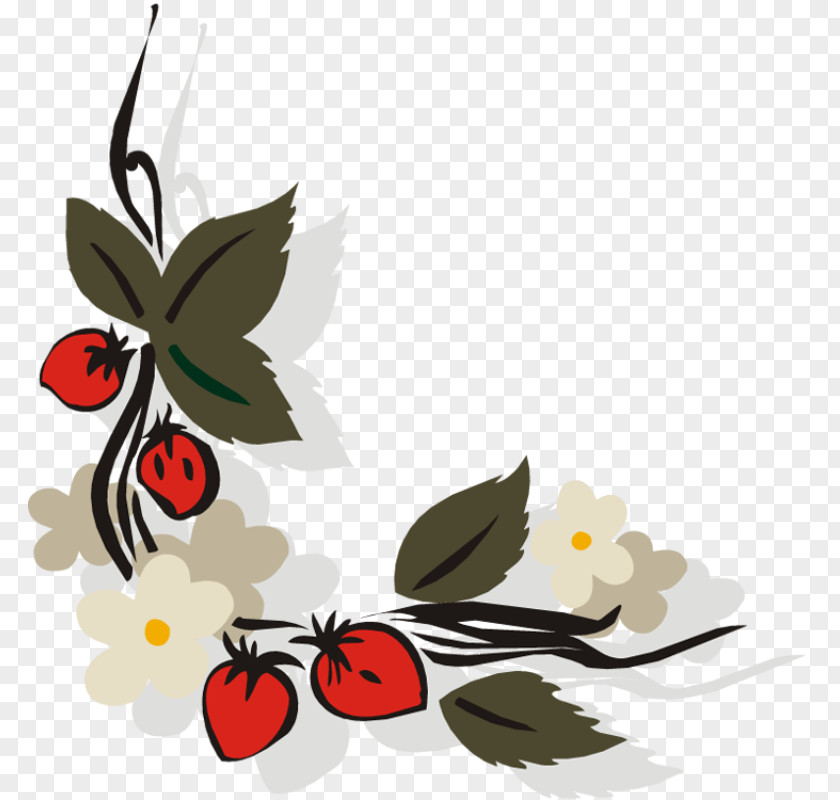 Cherry Fruit Rose Flower Drawing PNG