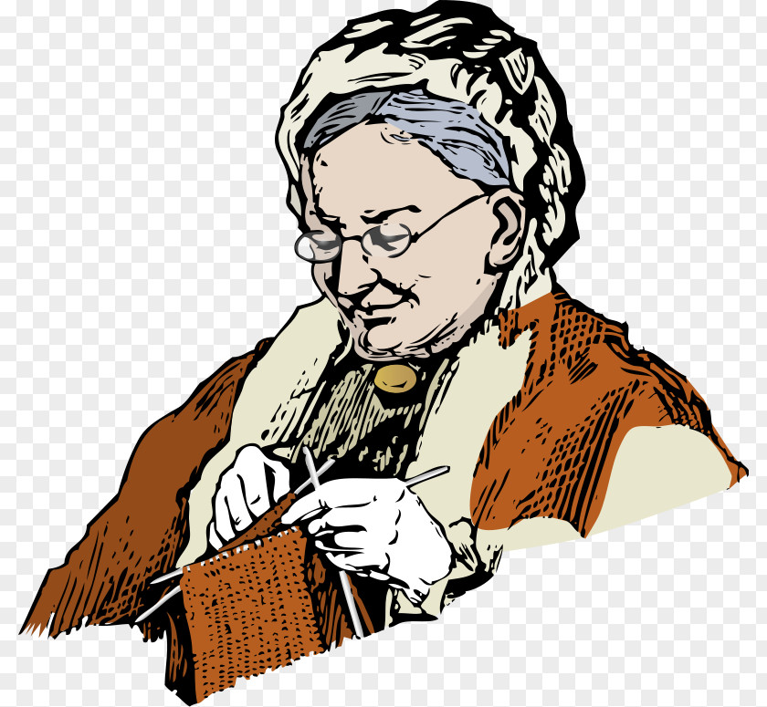 Grandmother Knitting Woman Clip Art PNG