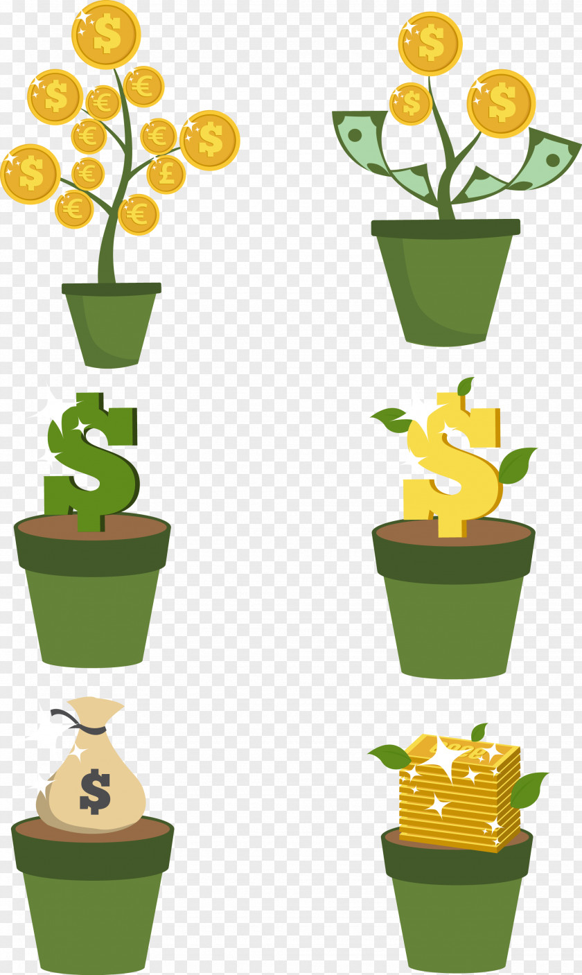 Planting Picking Gold Coins Investment Coin Icon PNG