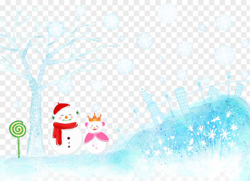 Hand-painted Cartoon Snow Winter Illustration PNG