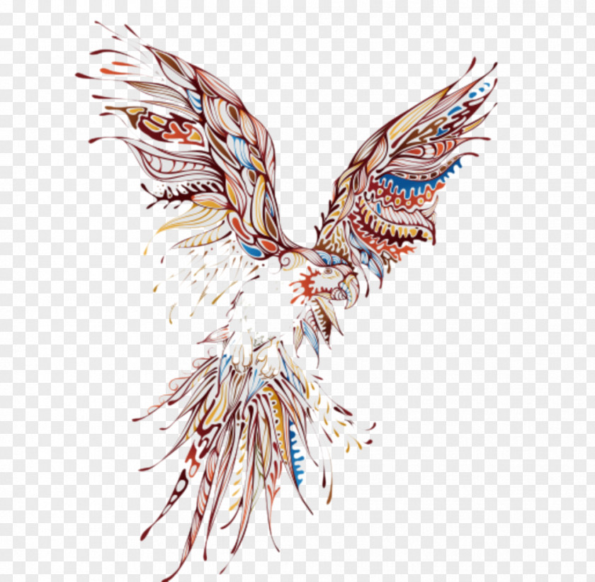Flying Phoenix Tattoo Pattern PNG