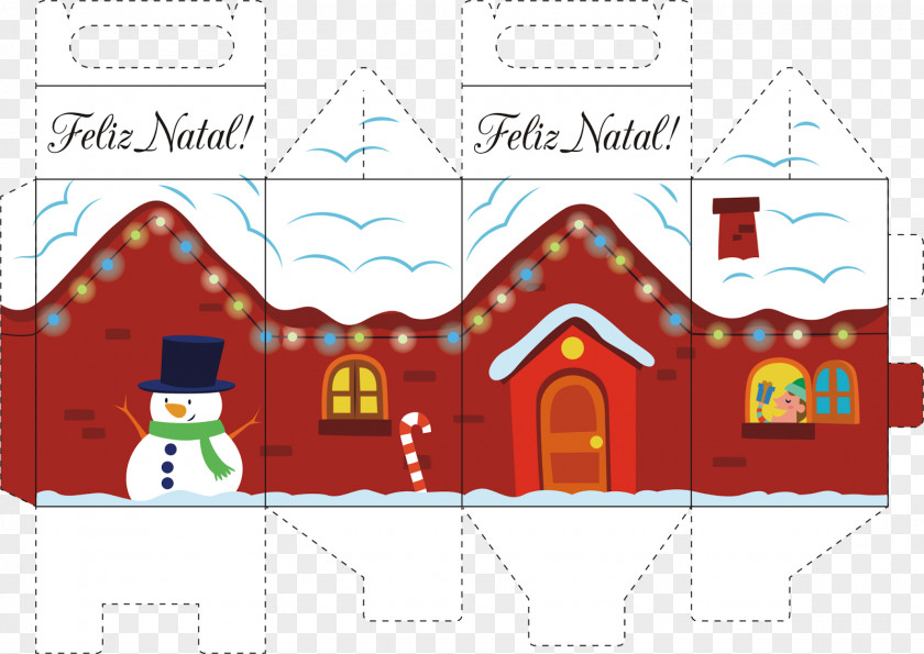 Free Material Box Christmas House Paper Gift PNG