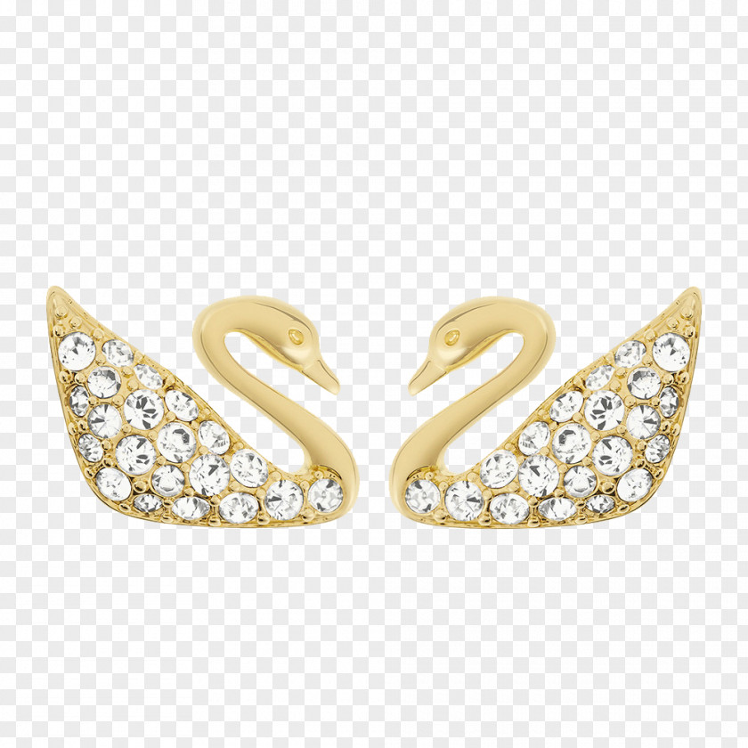 One Pair Of Earrings Swan Earring Swarovski AG Jewellery Gold Plating Necklace PNG