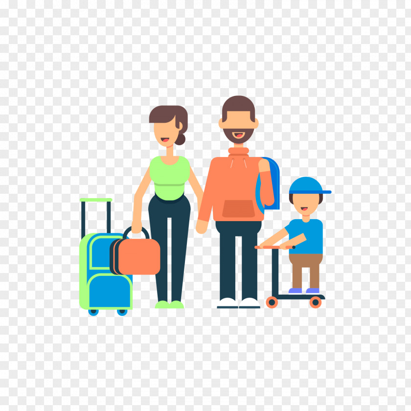 A Family Traveling Abroad Travel Tourism Cartoon PNG