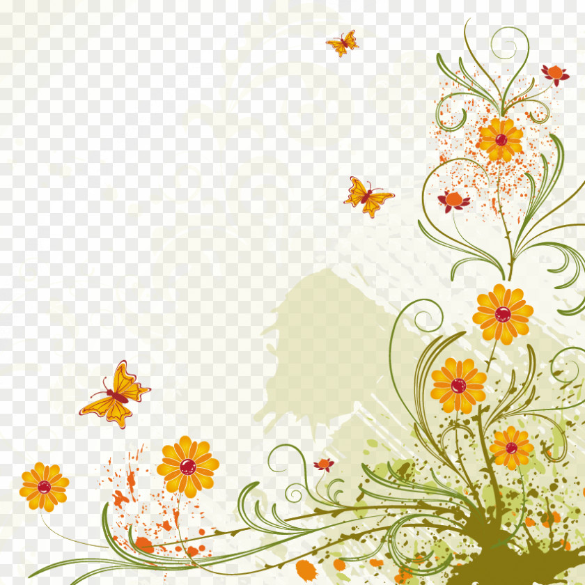 Flowers Borders Butterfly Material Flower PNG