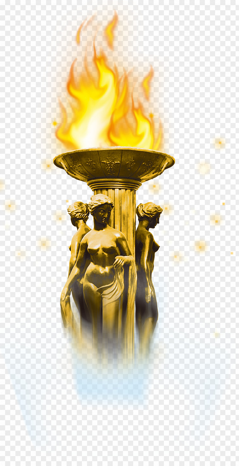 Fiery Torch Carbon Flame Sculpture Fire PNG