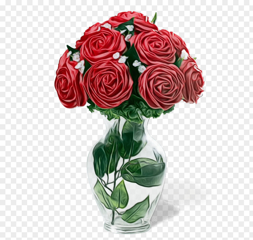 Pink Vase Garden Roses PNG