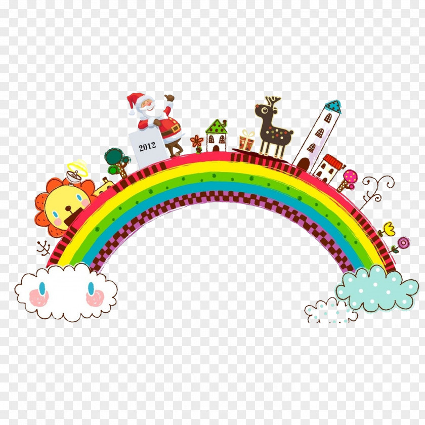 Rainbow Child Picture Frame Cartoon PNG